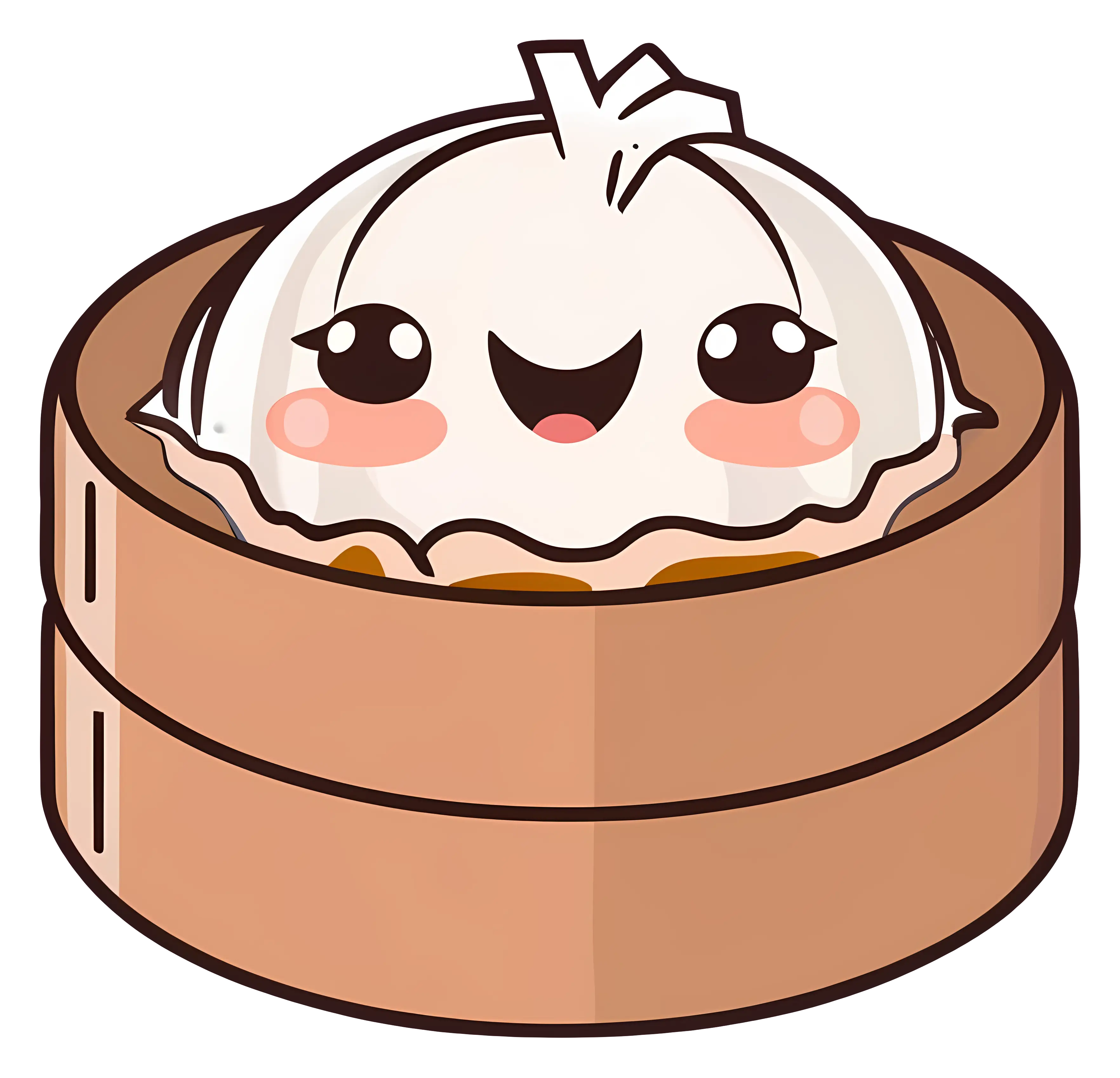 Cute Smiling Dumpling in Basket