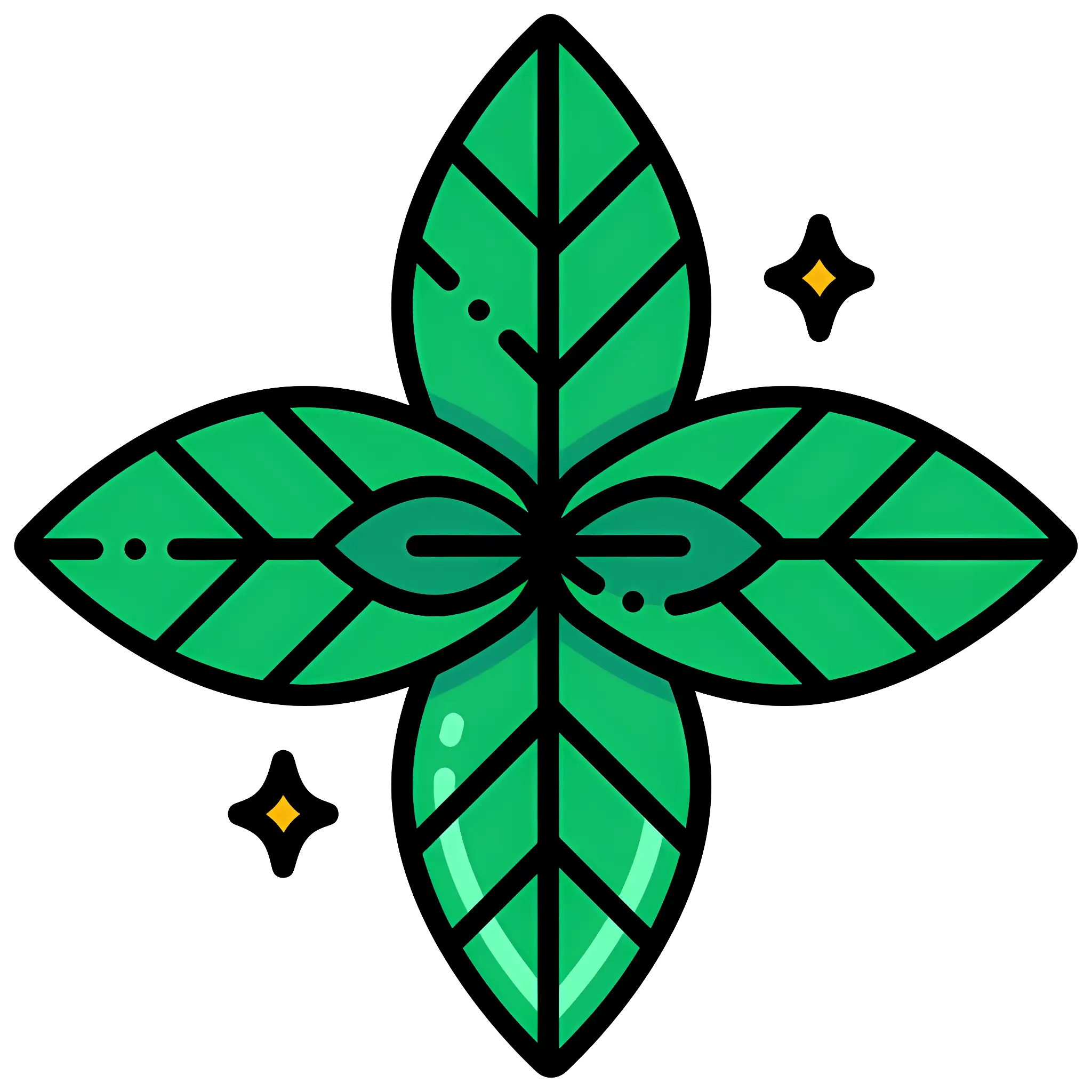 Four Green Leaves Illustration