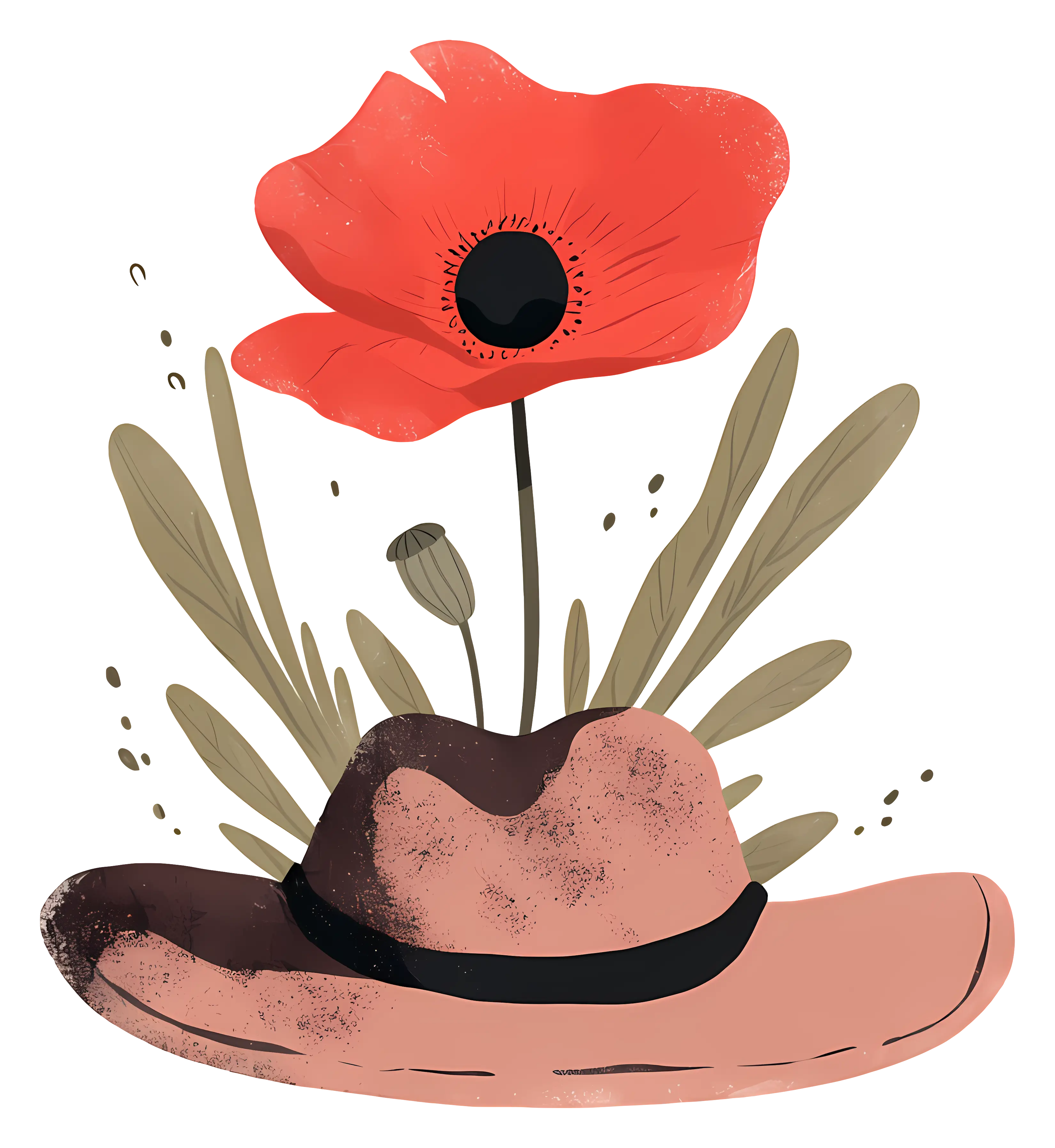 Poppy Flower on a Hat