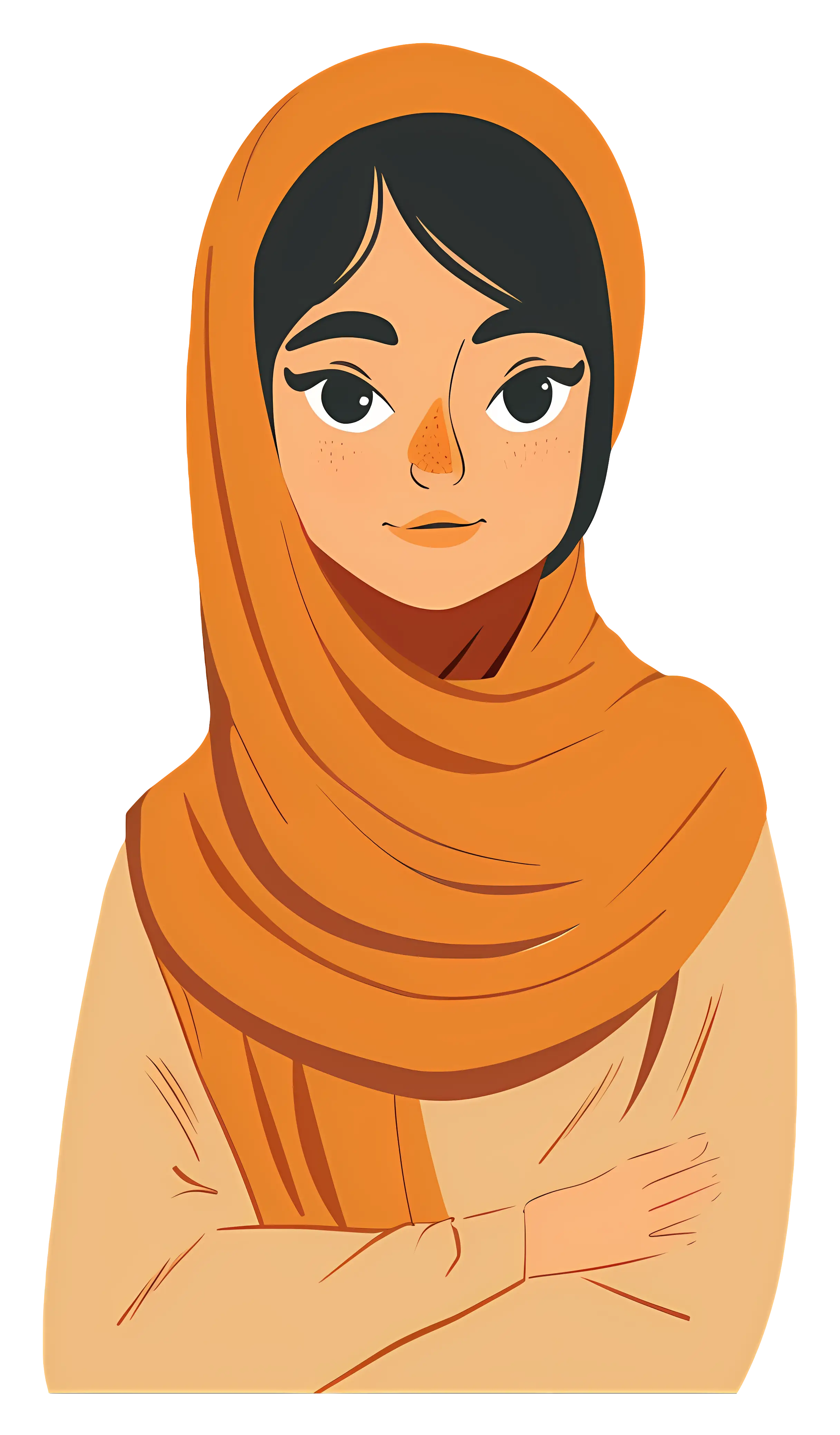 Woman Illustration in Orange Hijab