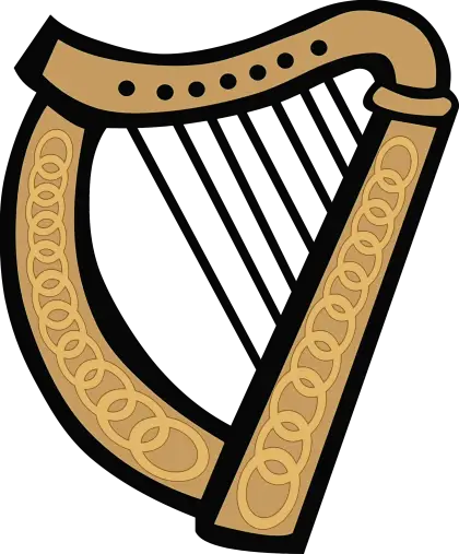 Golden Harp Illustration with Decorative Design
