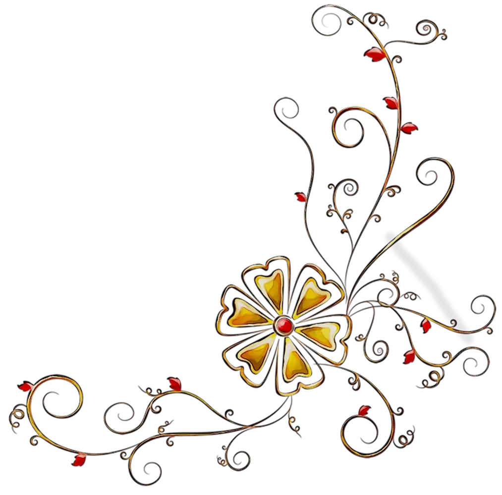 Ornamental Floral Design with Gold Detailing