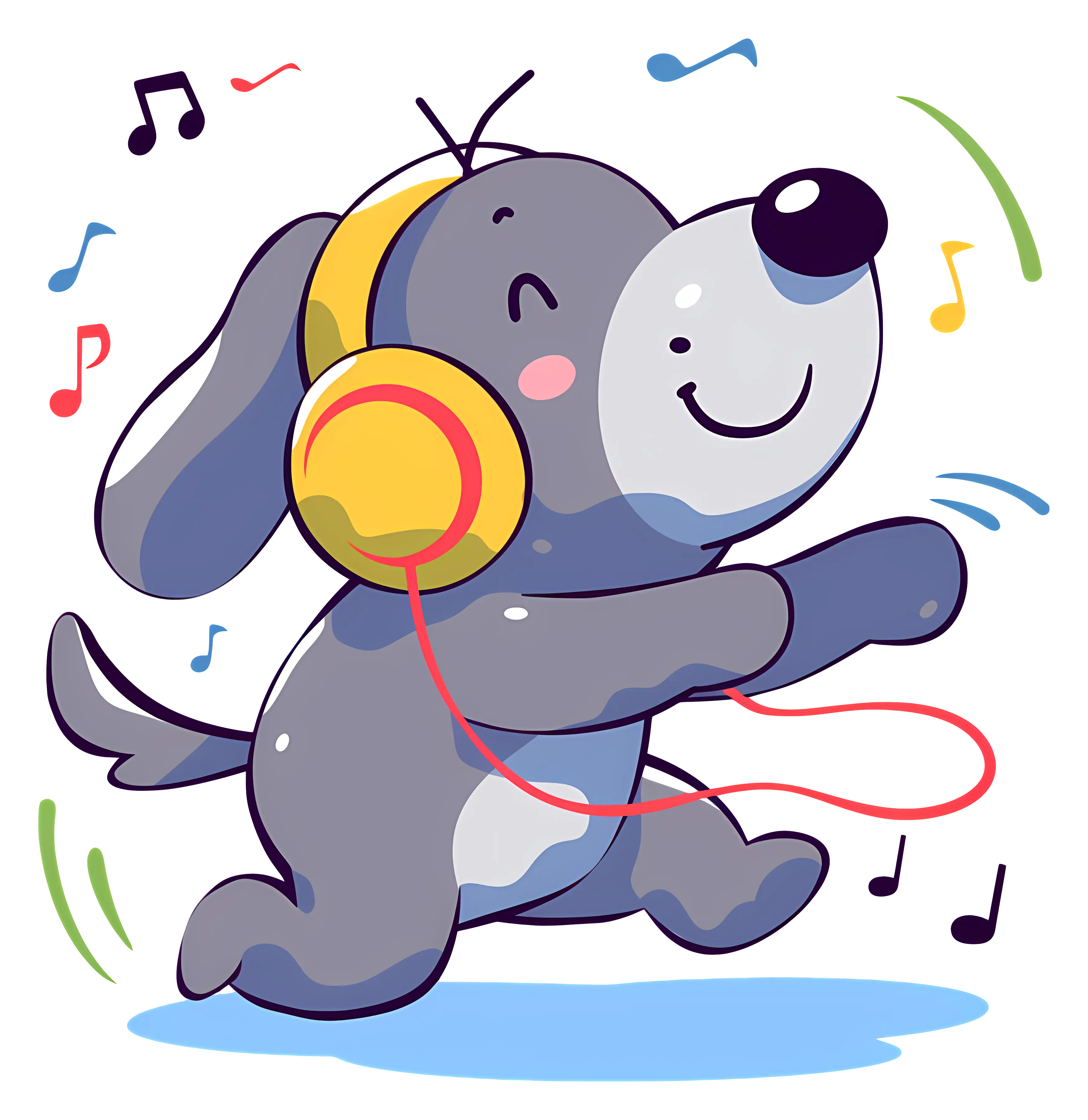 Dog Listening to Music with Headphones