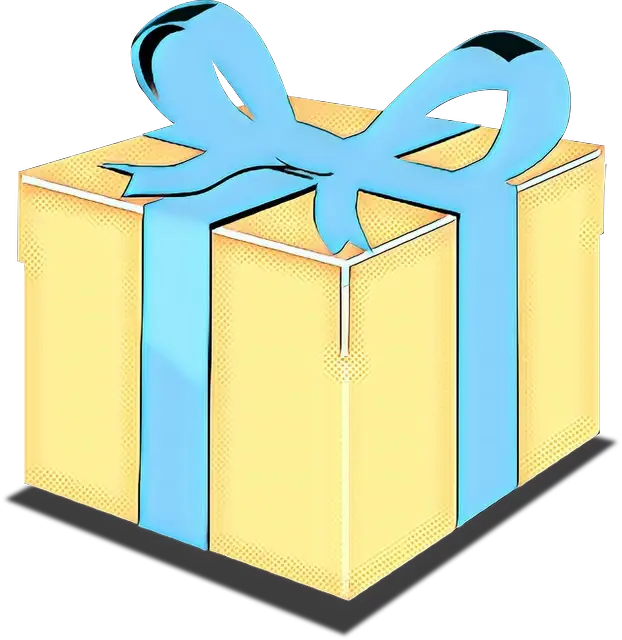 Yellow Gift Box with Blue Ribbon Illustration