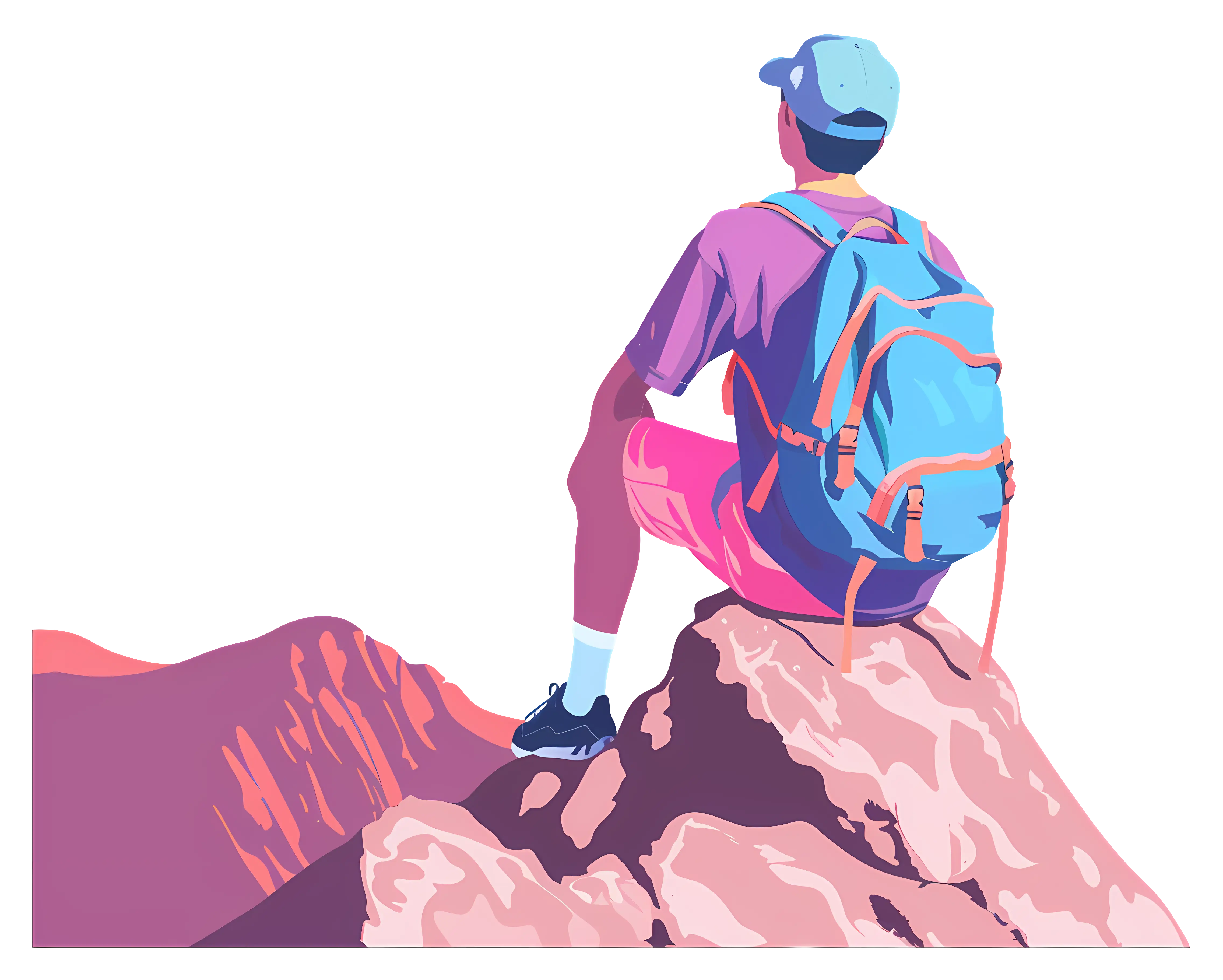 Hiker Sitting on Mountain Peak