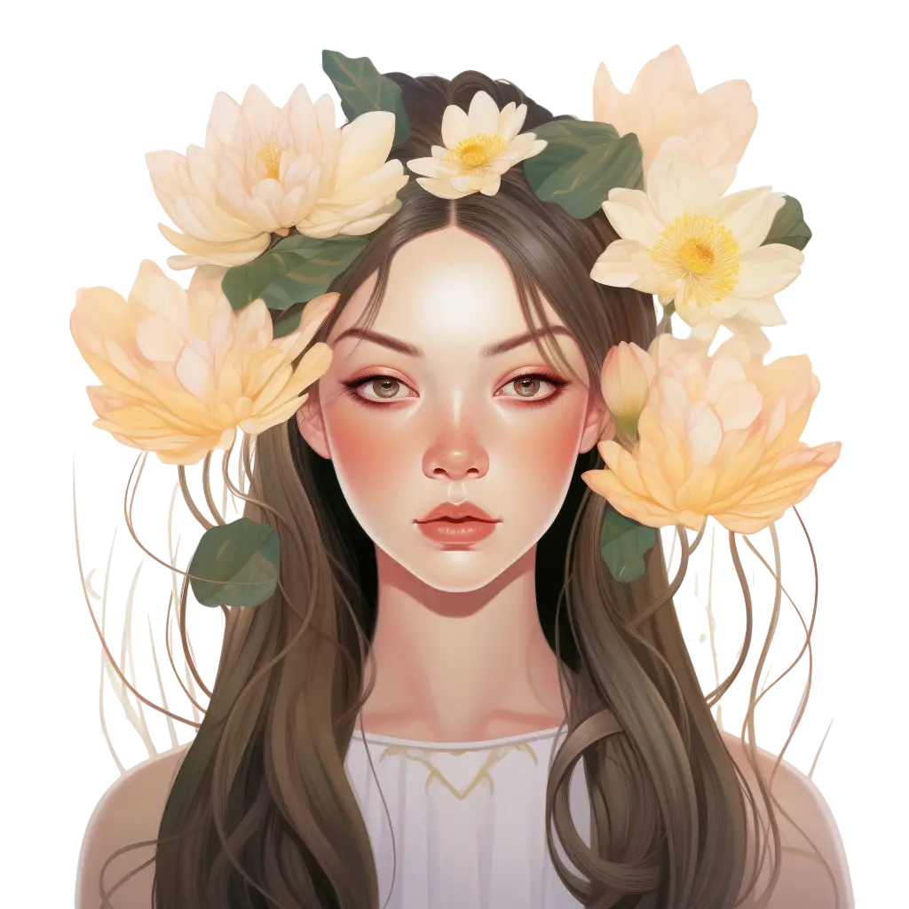 Elegant Woman with Floral Crown Artwork