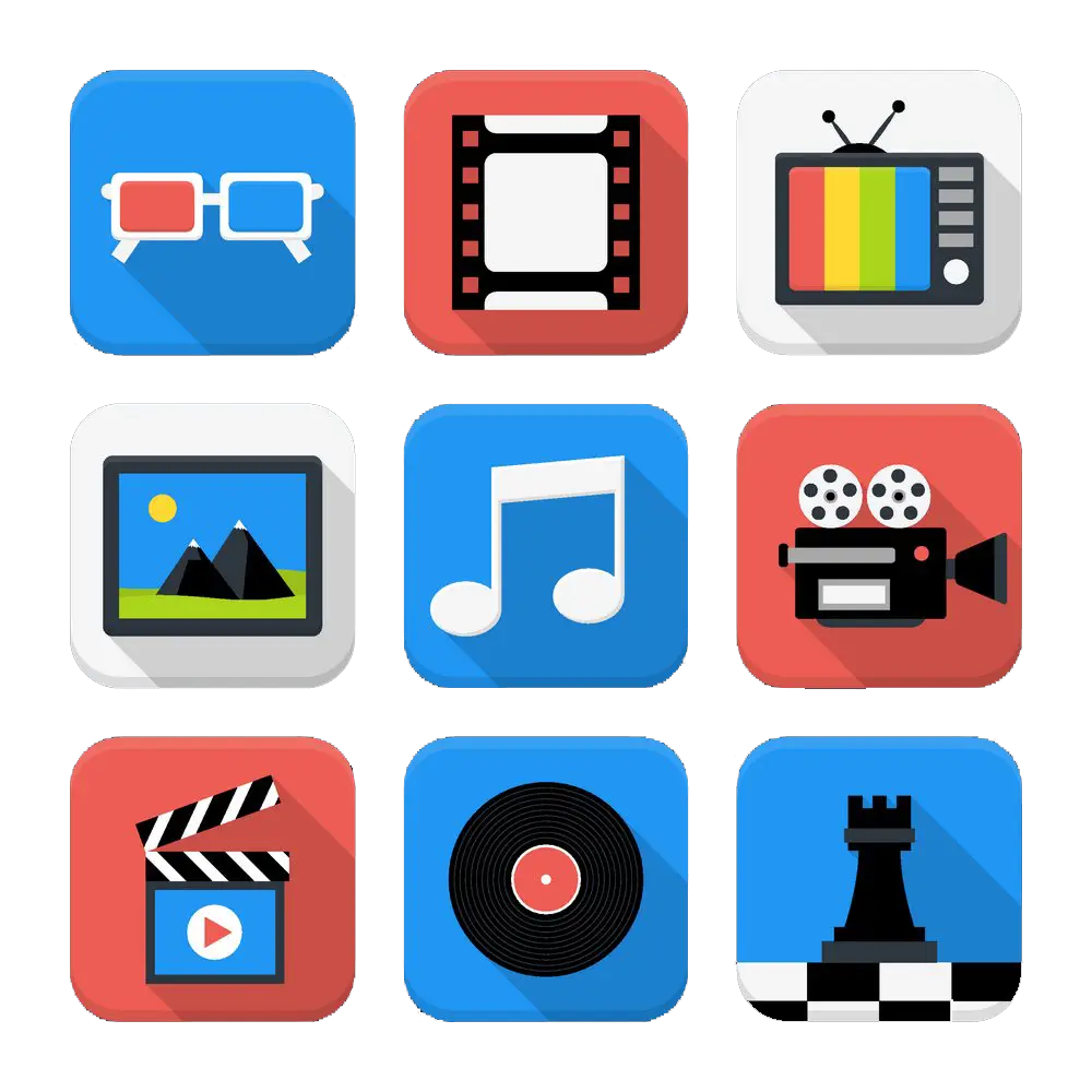Colorful Media Icons Set