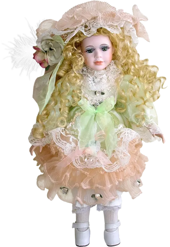 Vintage Porcelain Doll in Elegant Dress