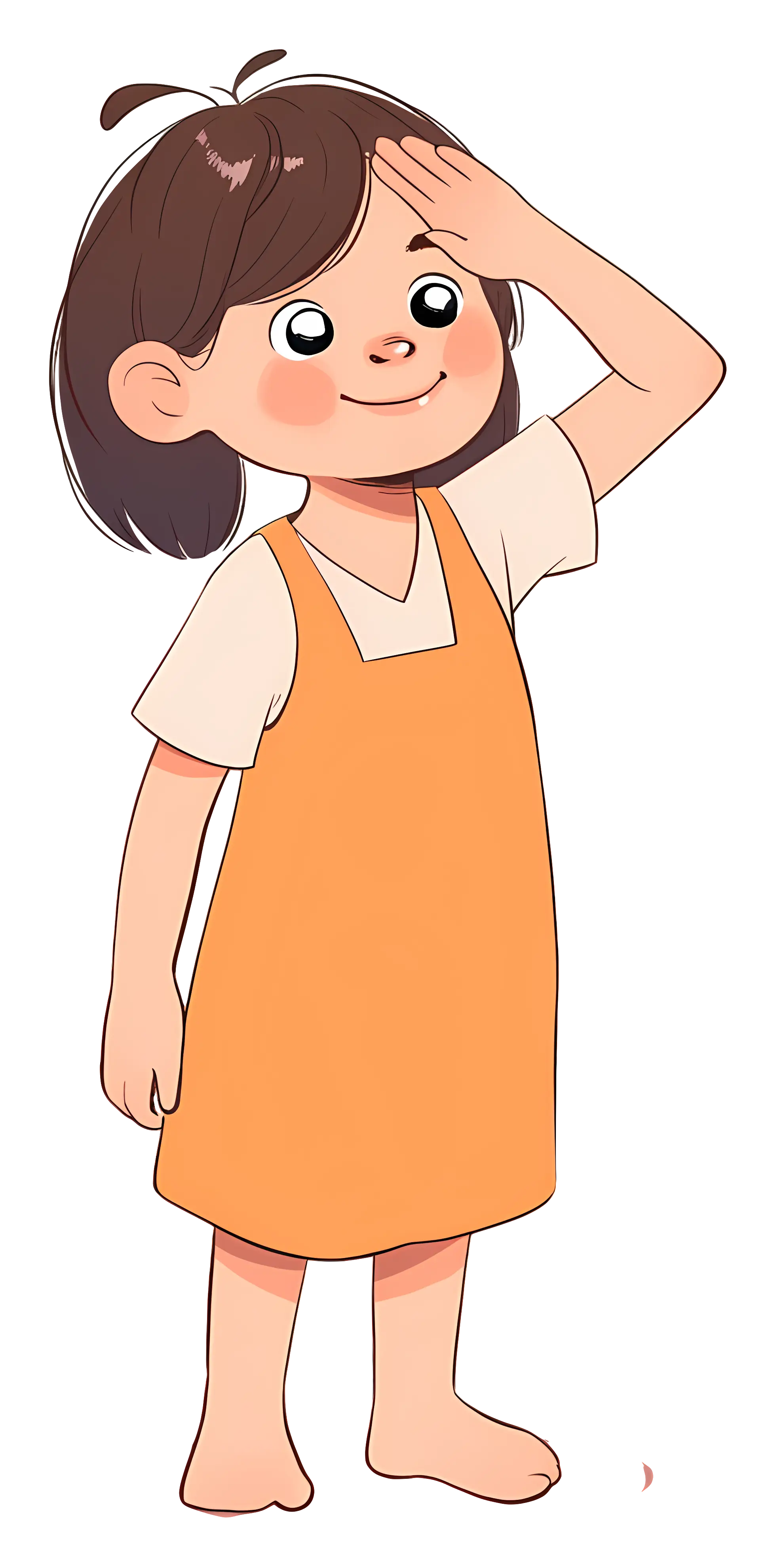 Cartoon Girl in Orange Dress