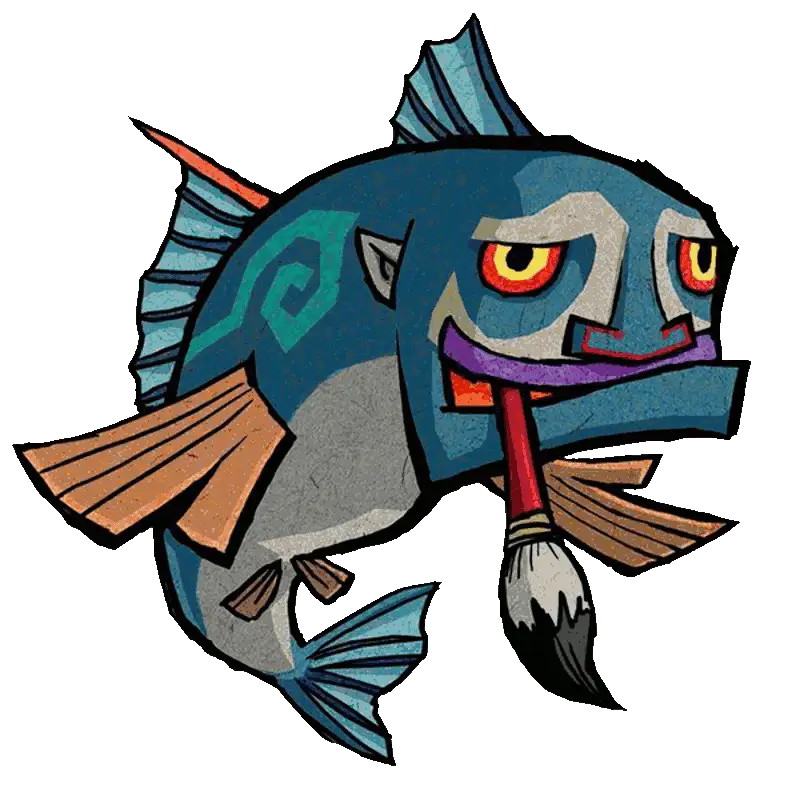 Cartoon Fish Holding a Paintbrush