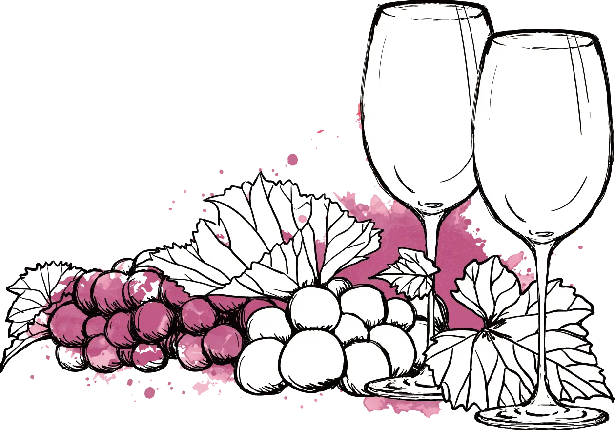 Wine Glasses and Grapes Illustration