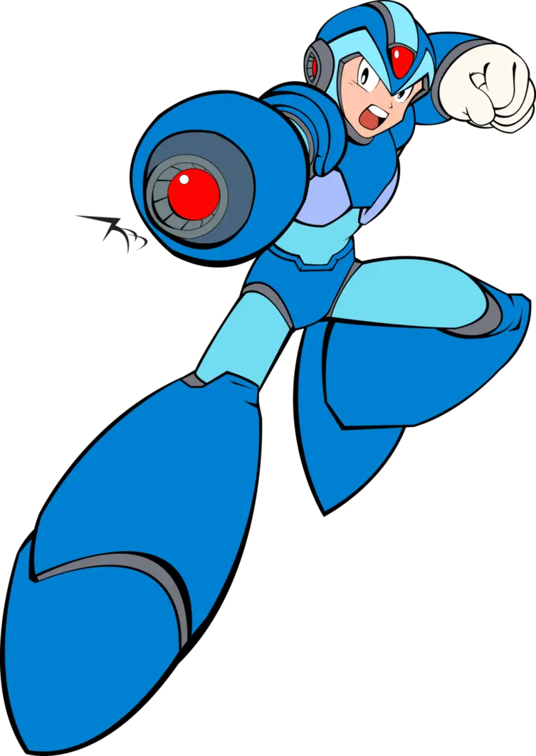Blue Robot Character in Action Pose