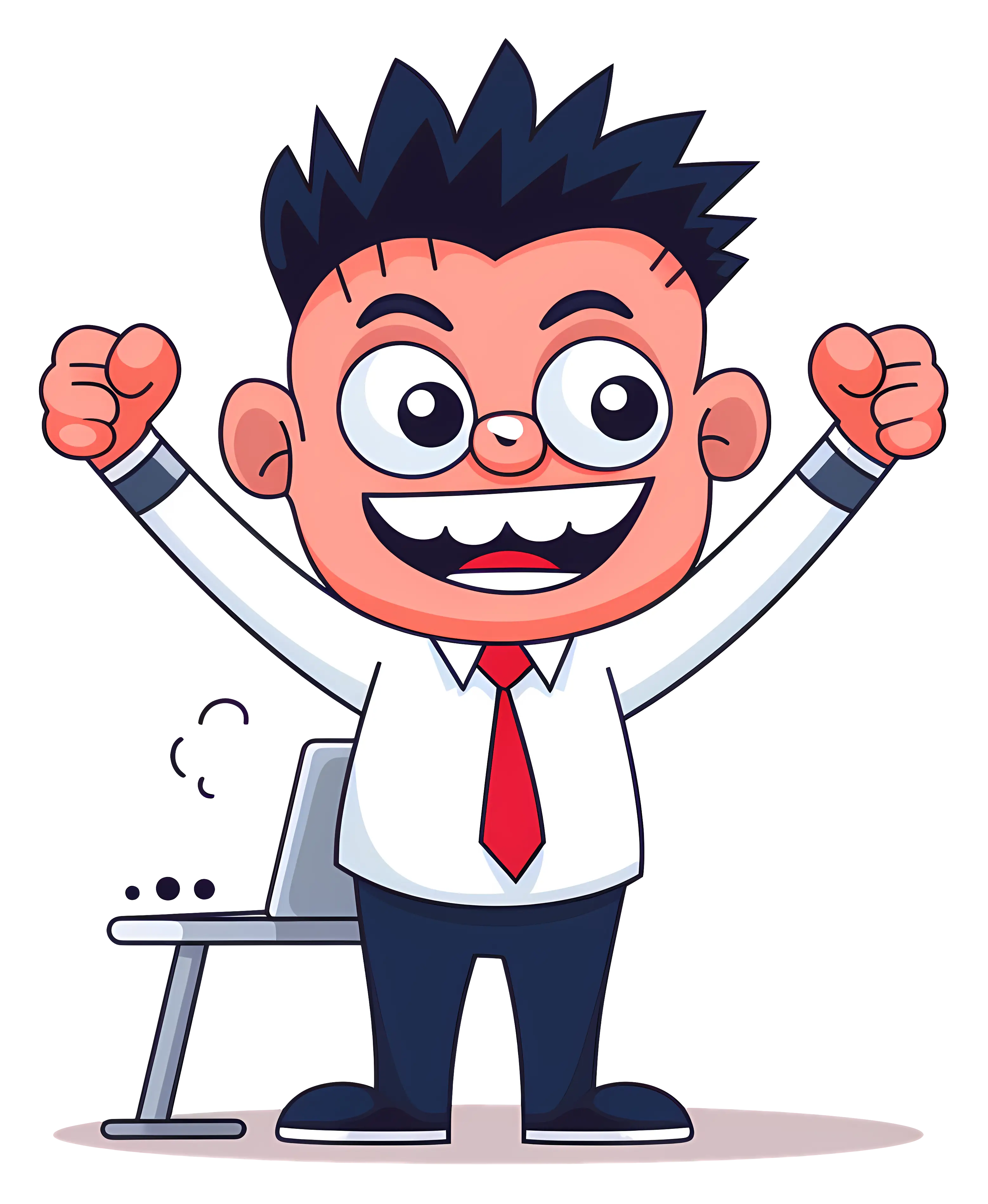 Excited Cartoon Man Celebrating