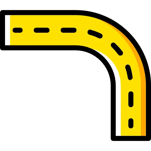 Curved Yellow Road Icon Illustration