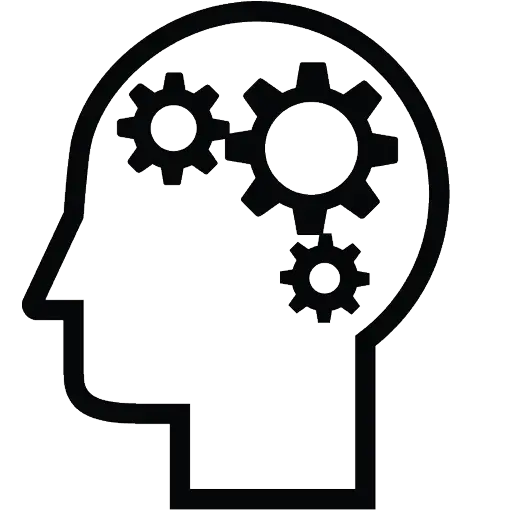 Silhouette Head with Gears for Thought Processes