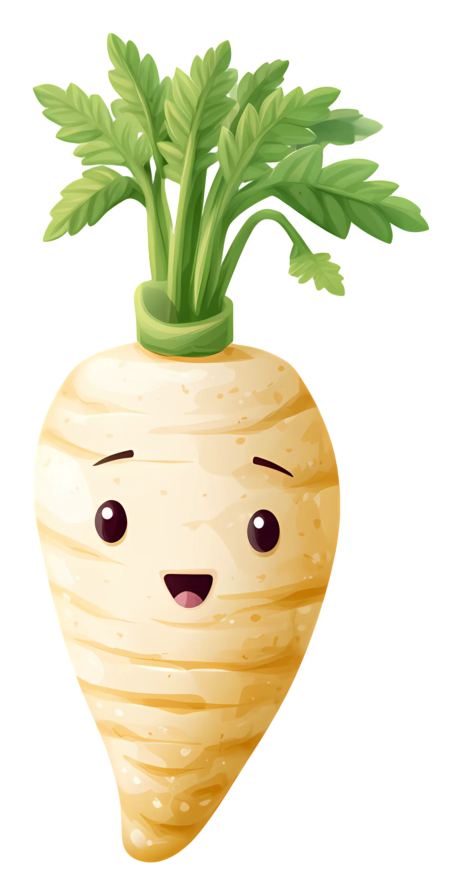Happy Cartoon Turnip with Leaves