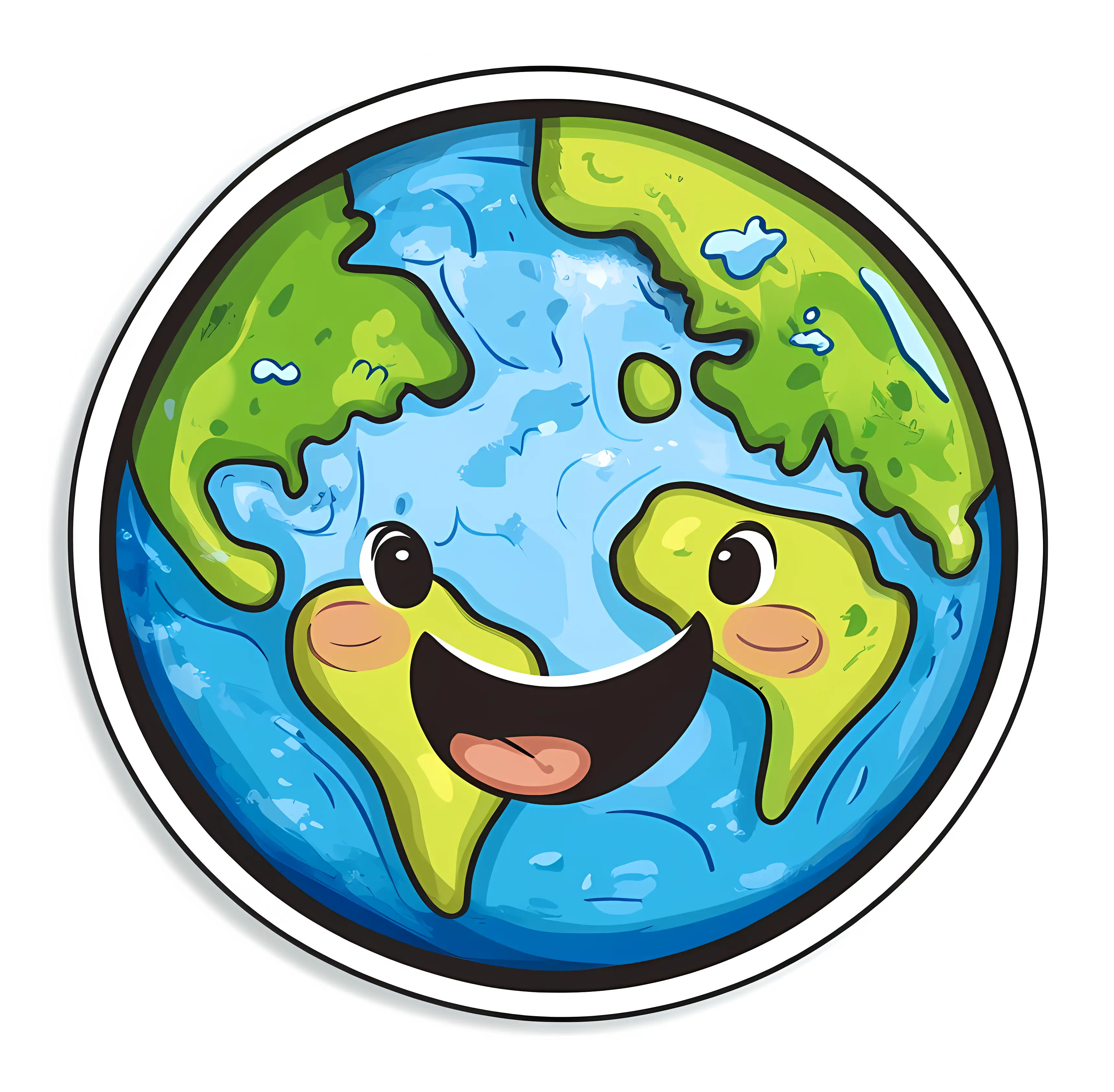 Smiling Cartoon Earth with a Happy Face