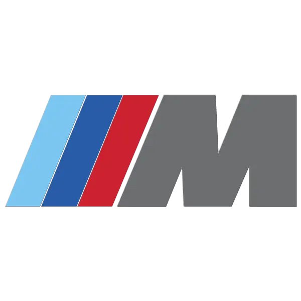 M Logo with Blue and Red Stripes