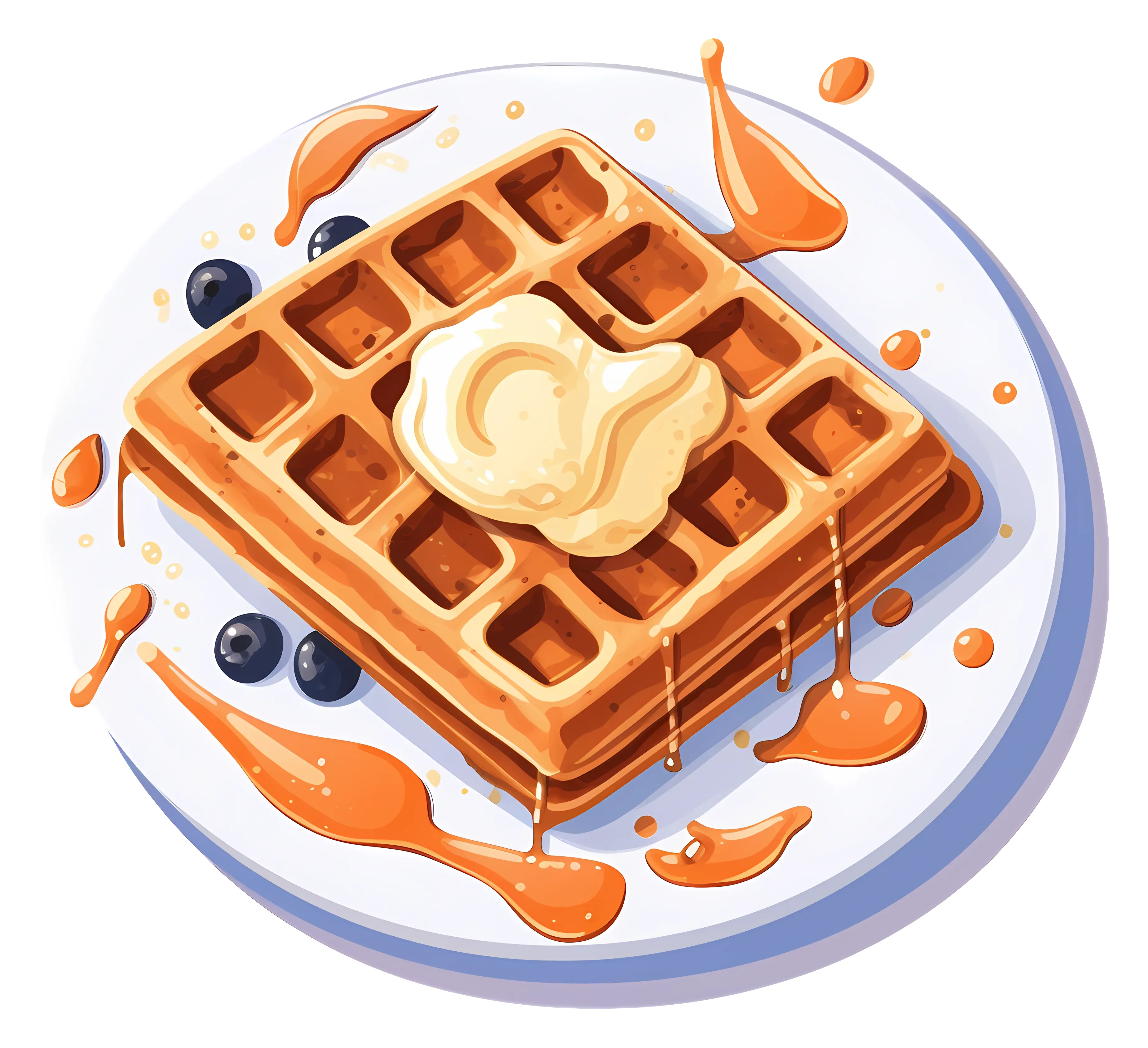 Waffles with Butter and Syrup Drizzle