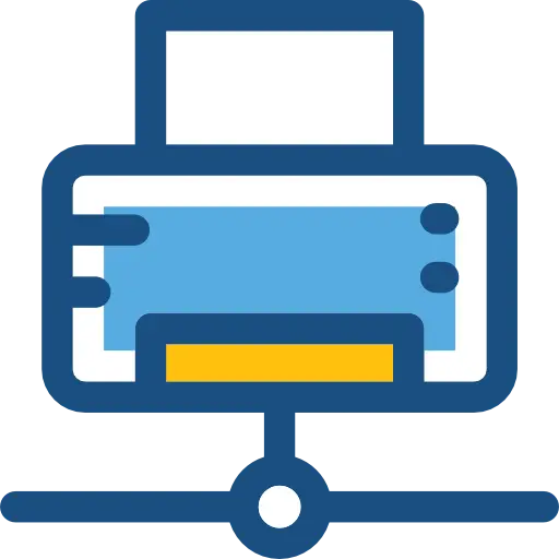Network Printer Icon in Blue and Yellow