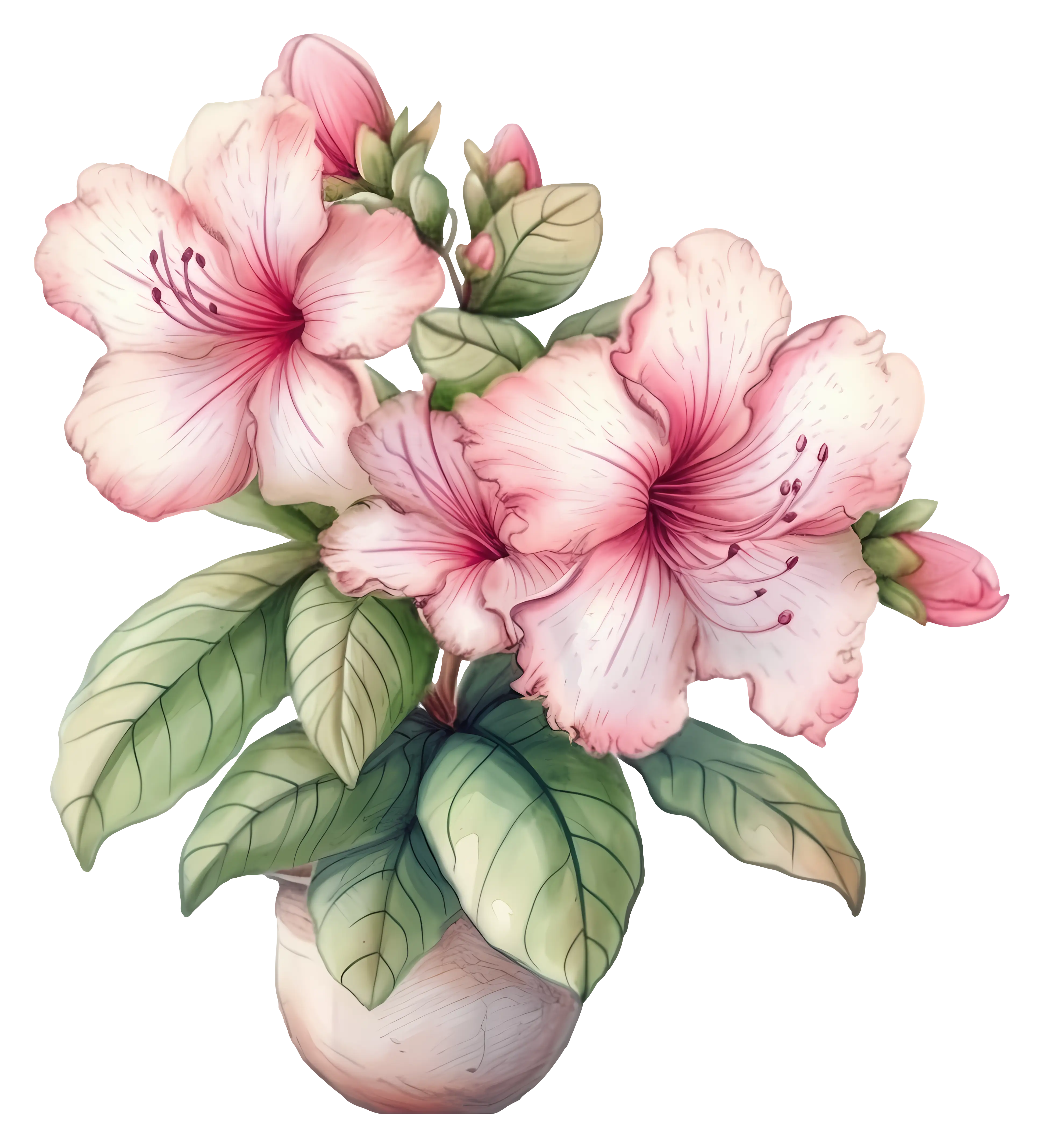 Pink Azalea Flowers in a Decorative Vase