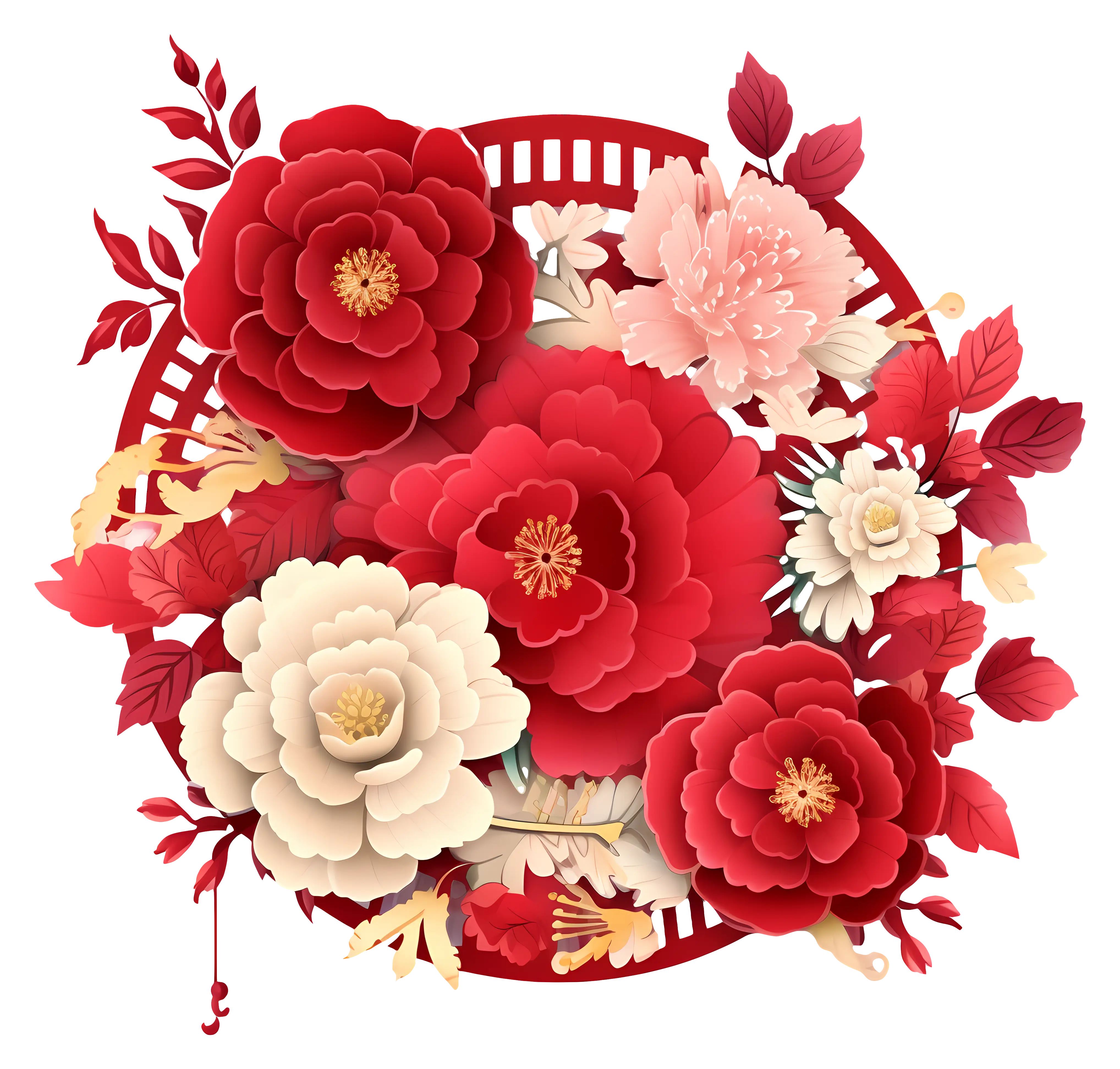 Red and White Blooming Floral Arrangement