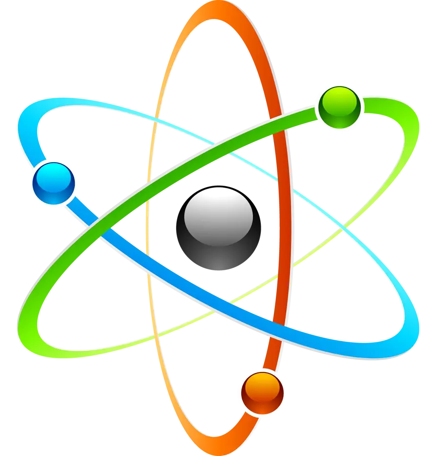 Atomic Structure Illustration with Colored Orbitals