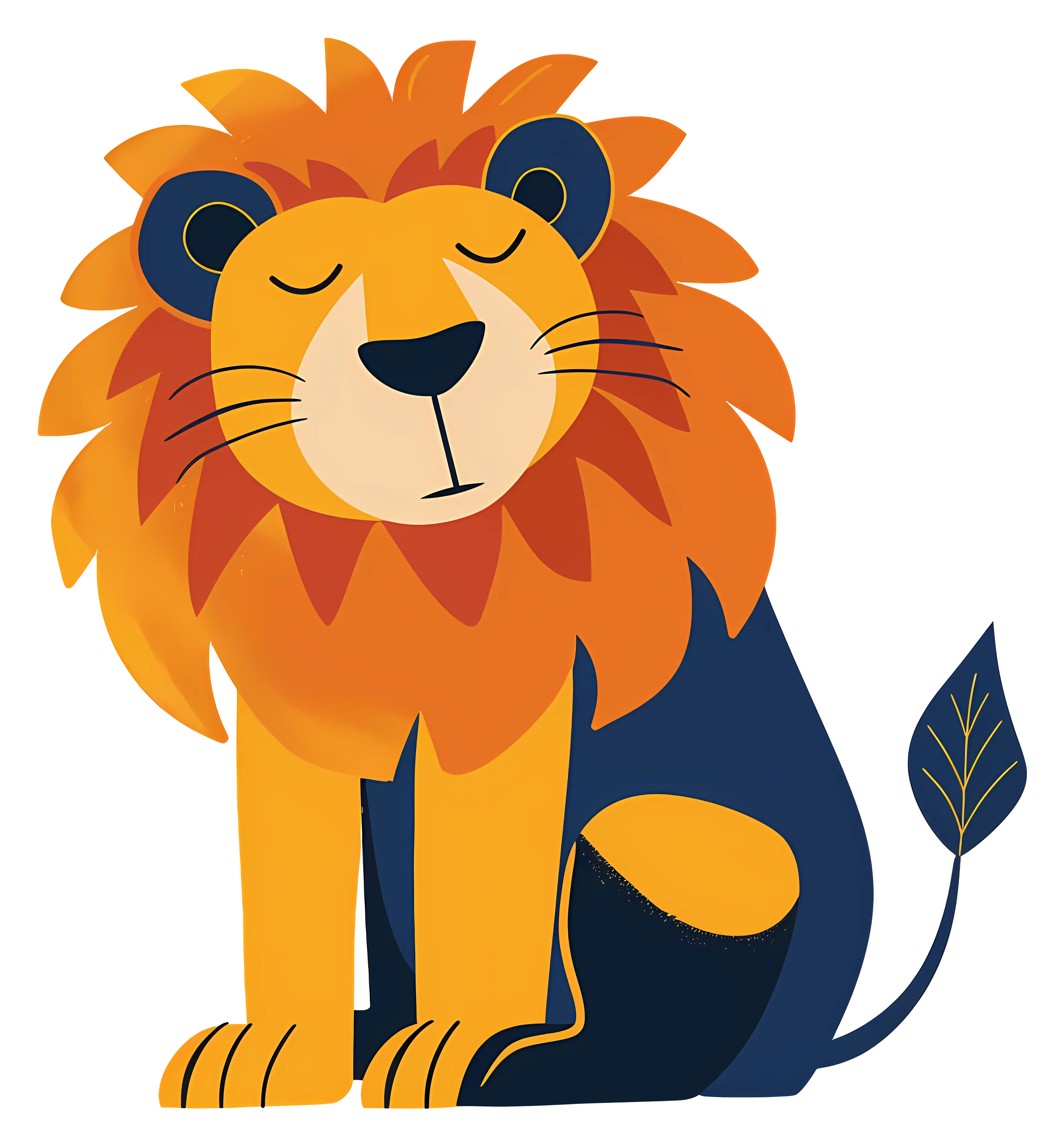 Cartoon Lion with Orange Mane