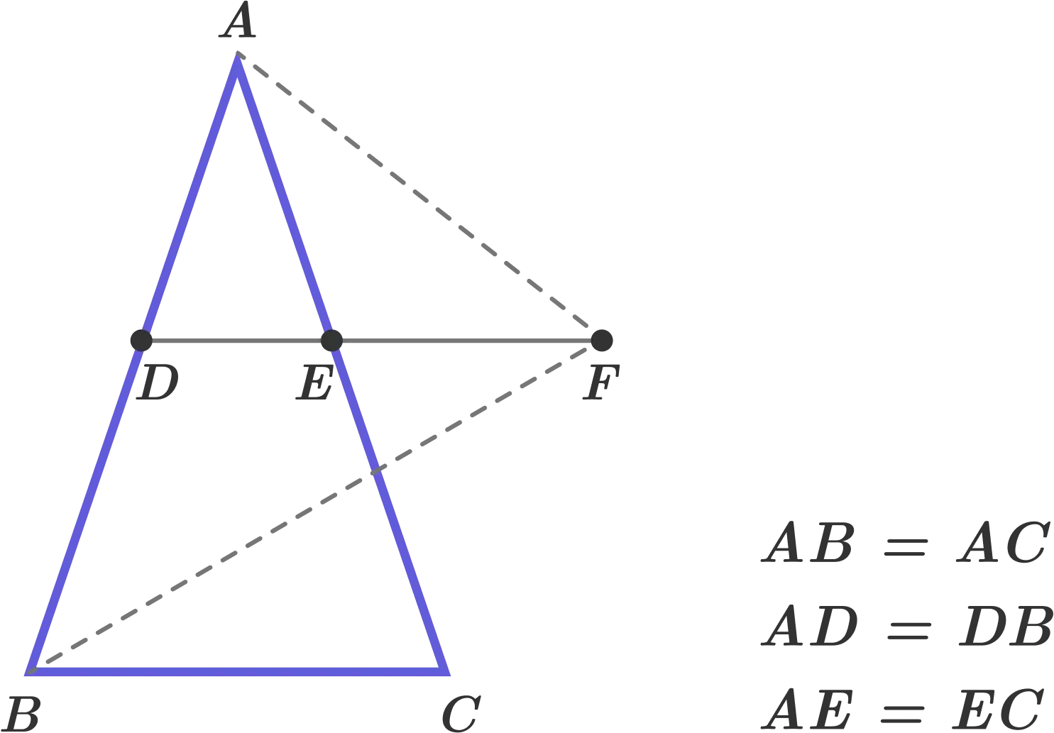 Mathematical Diagram of Geometric Triangle with Formulas