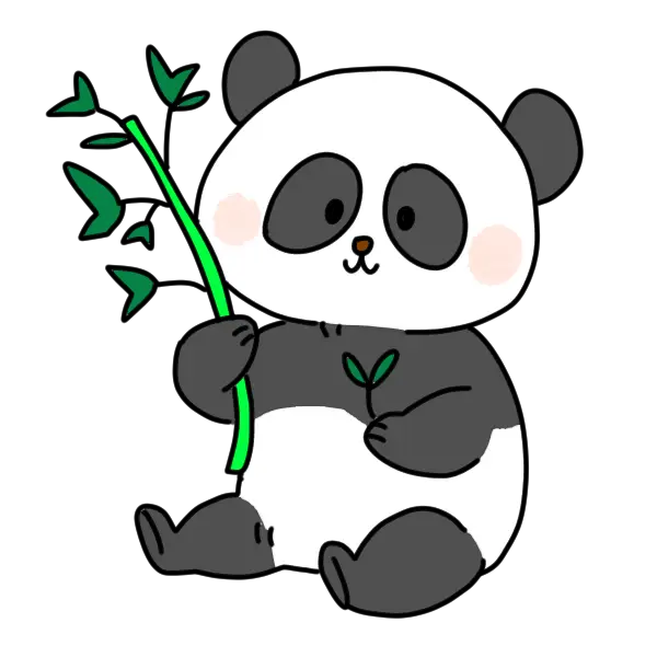 Adorable Cartoon Panda with Bamboo Stick