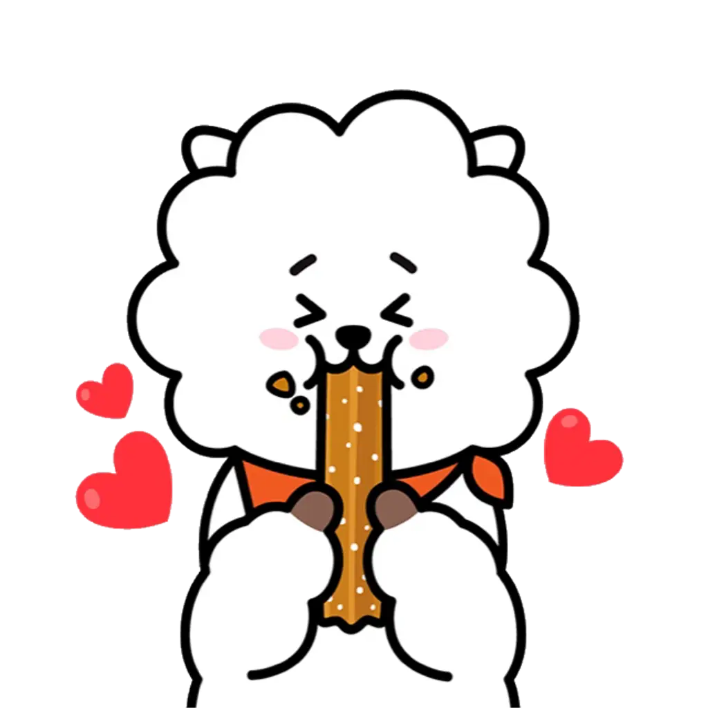Cartoon Animal Eating with Hearts