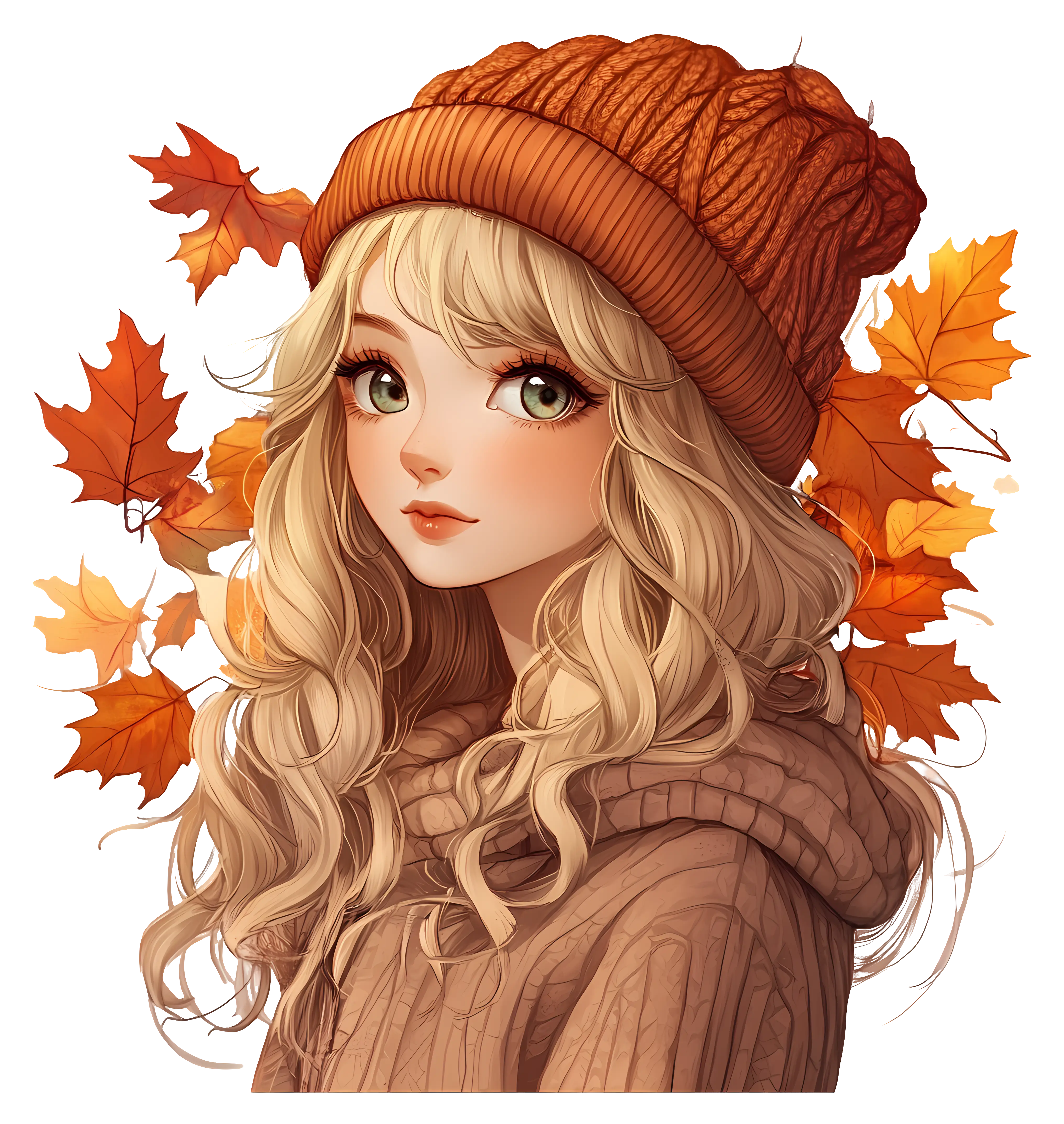 Girl with Autumn Leaves in Hair