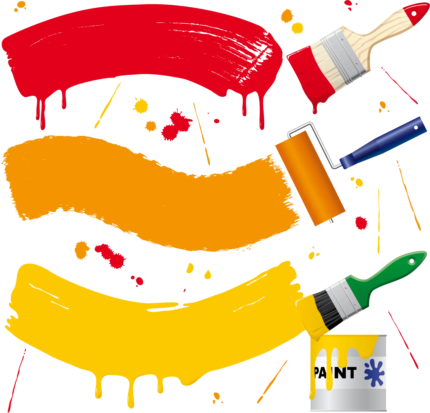 Colorful Paint Brushes and Strokes