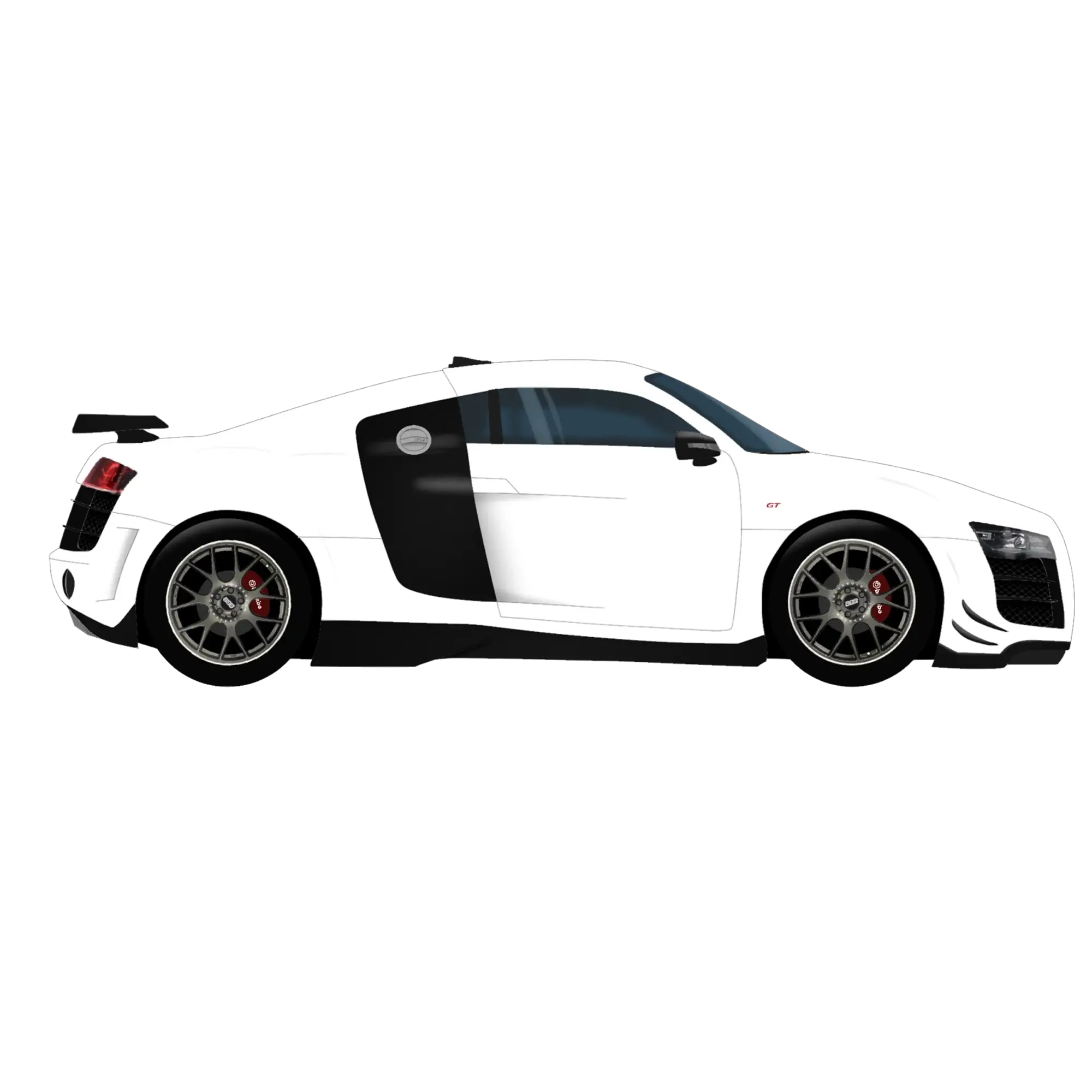 White Sports Car Side View