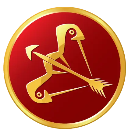 Golden Brooch on Red Background