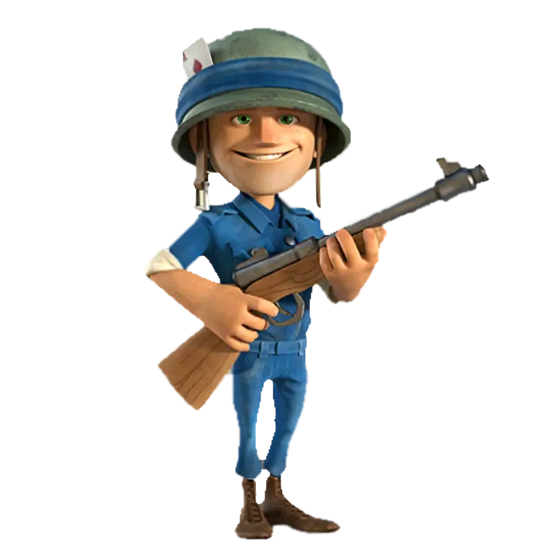 Blue Cartoon Soldier with Gun