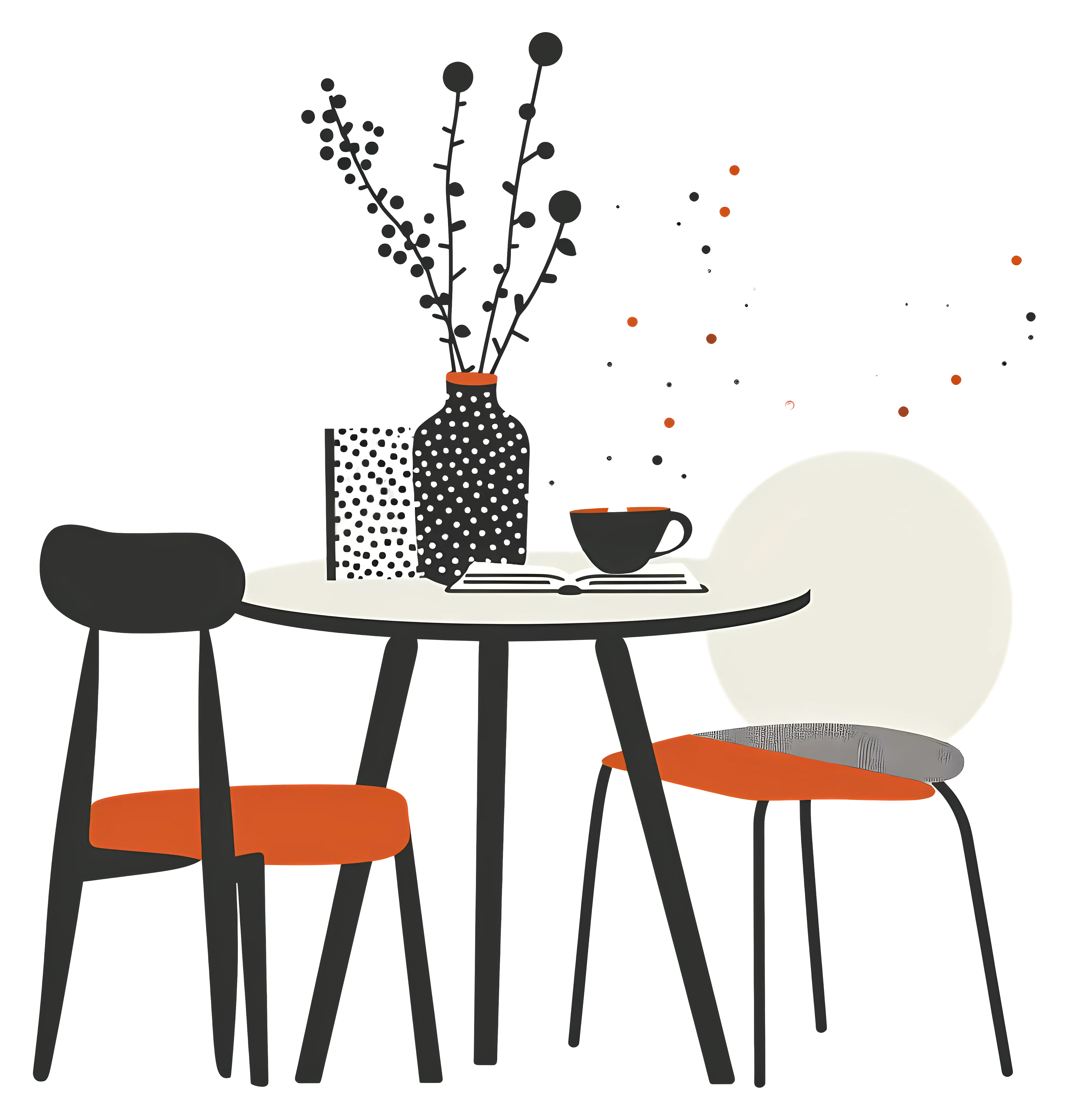 Modern Dining Table with Chairs and Vase