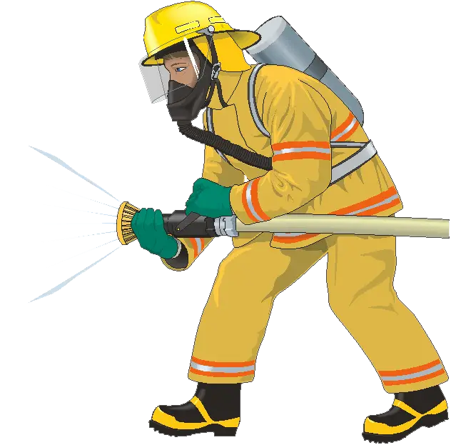 Firefighter in Action with Hose