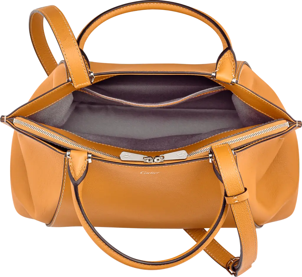 Brown Leather Handbag with Open View