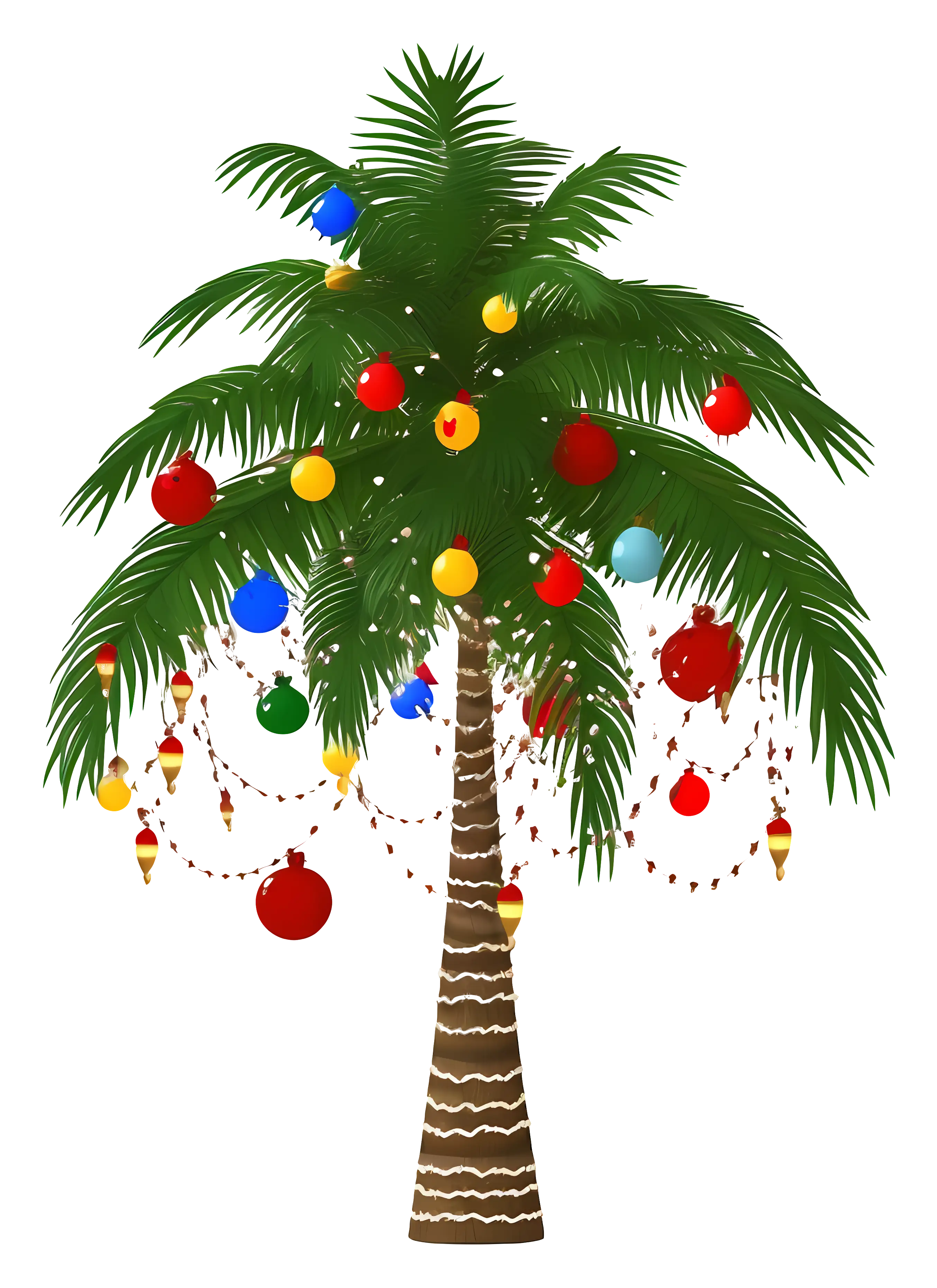 Holiday Decorated Palm Tree