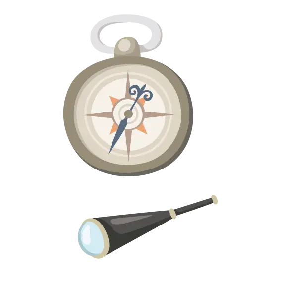 Compass and Telescope Illustration