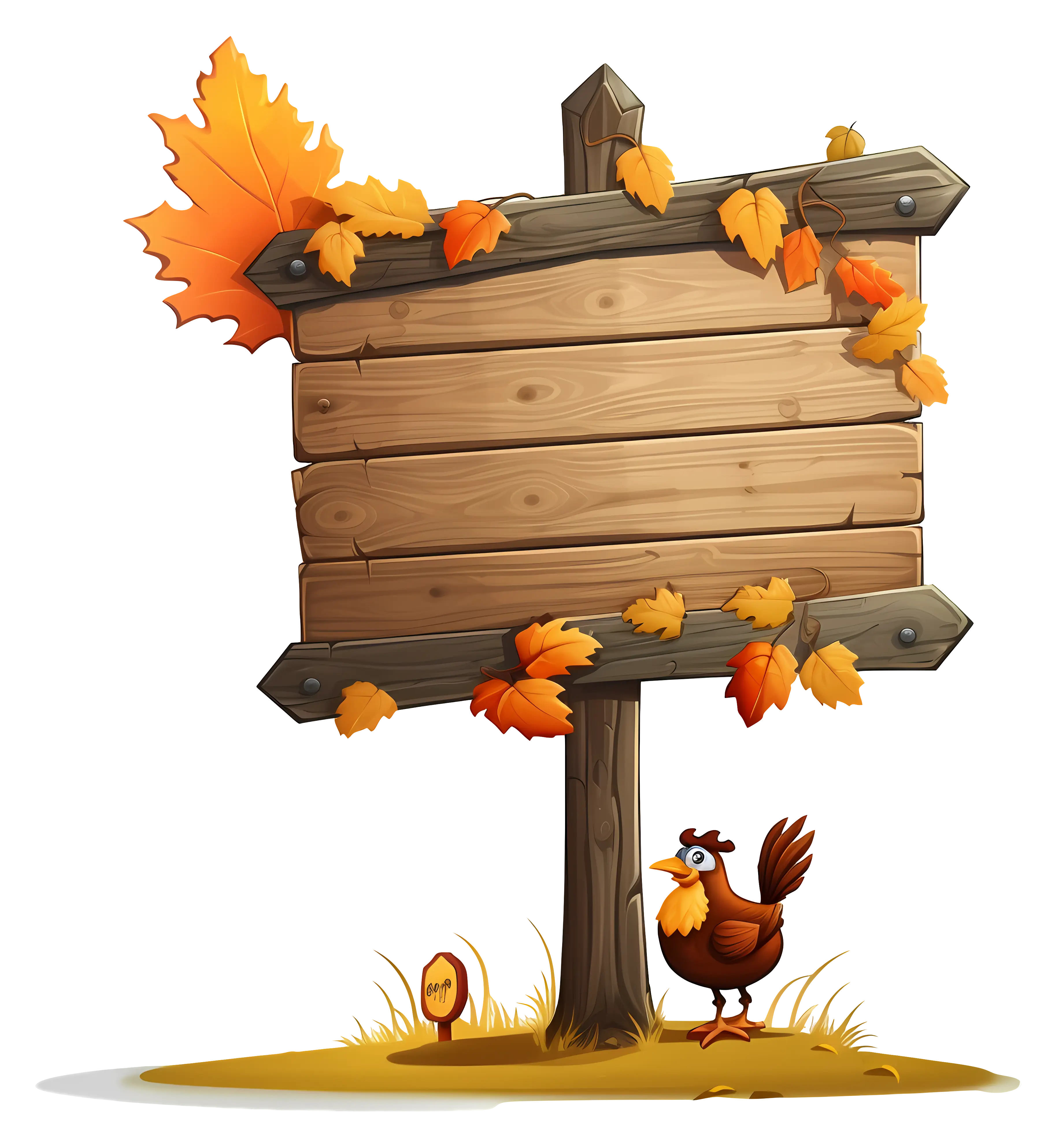 Autumn Wooden Sign with Leaves