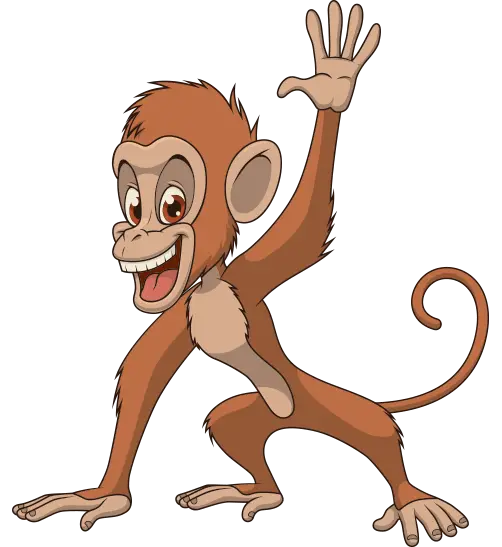 Cheerful Cartoon Monkey Waving Illustration