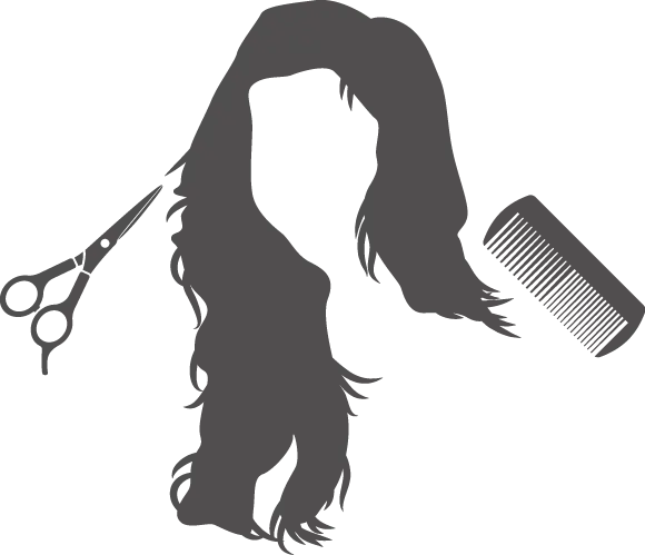 Hair Silhouette with Scissors and Comb