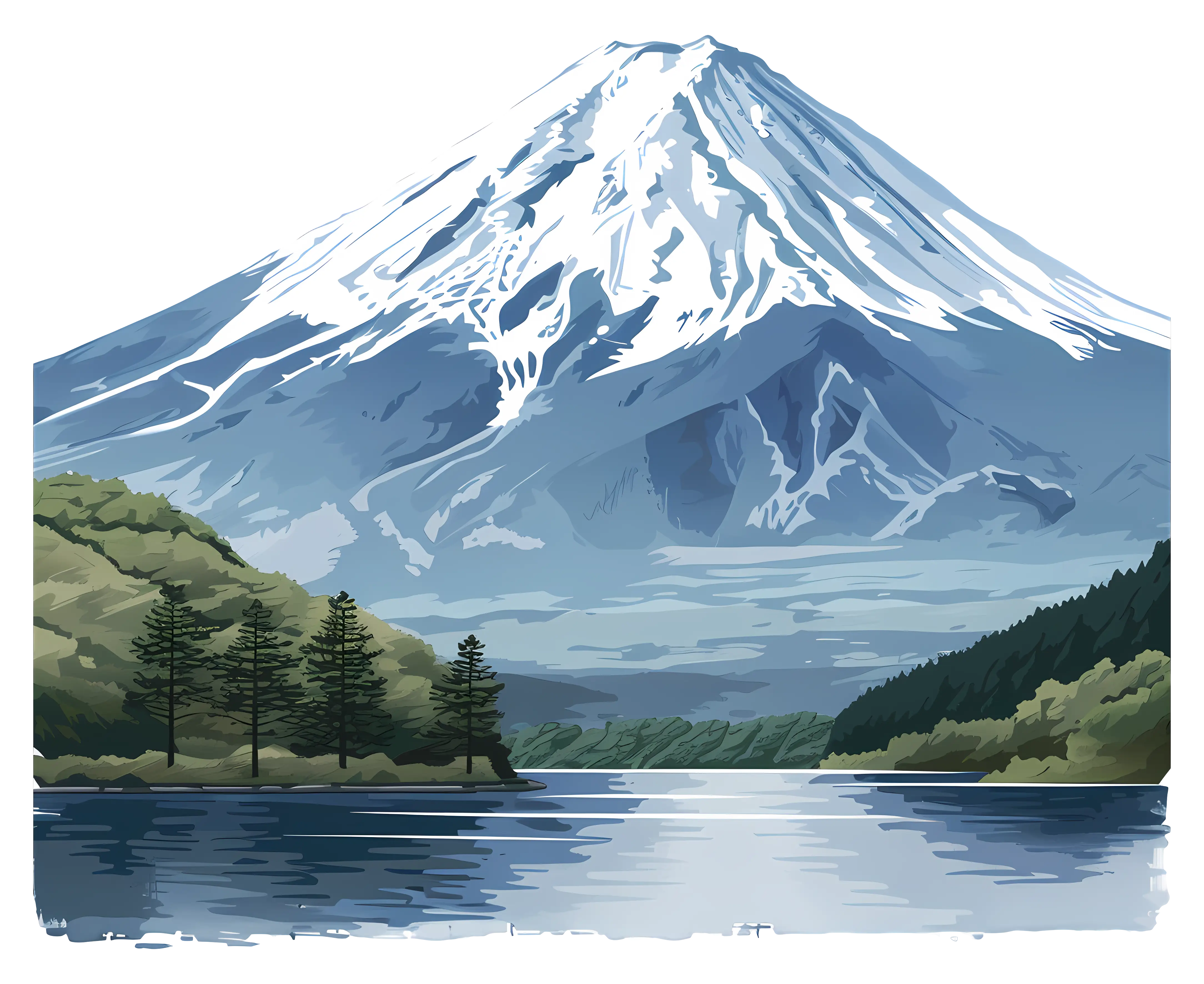 Snow-Capped Mountain and Lake