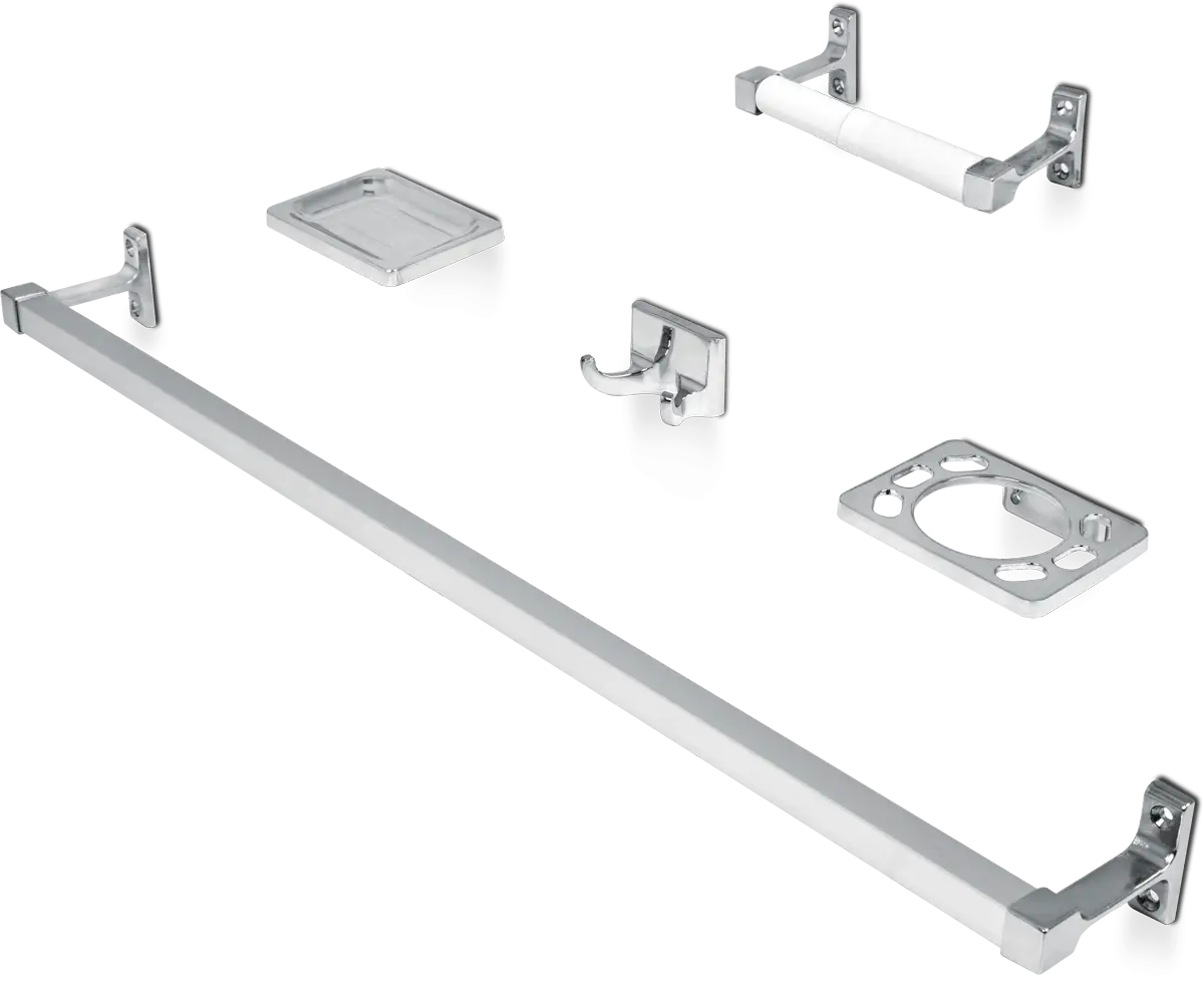 Modern Bathroom Accessory Set in Silver