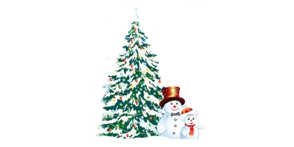 Snowman with Christmas Tree Illustration