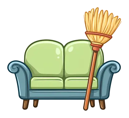 Sofa and Broom Illustration