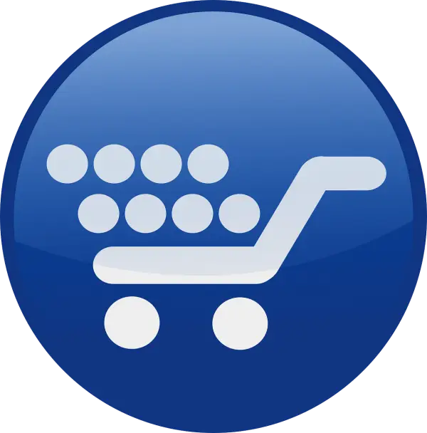 Shopping Cart Icon in Blue Circle
