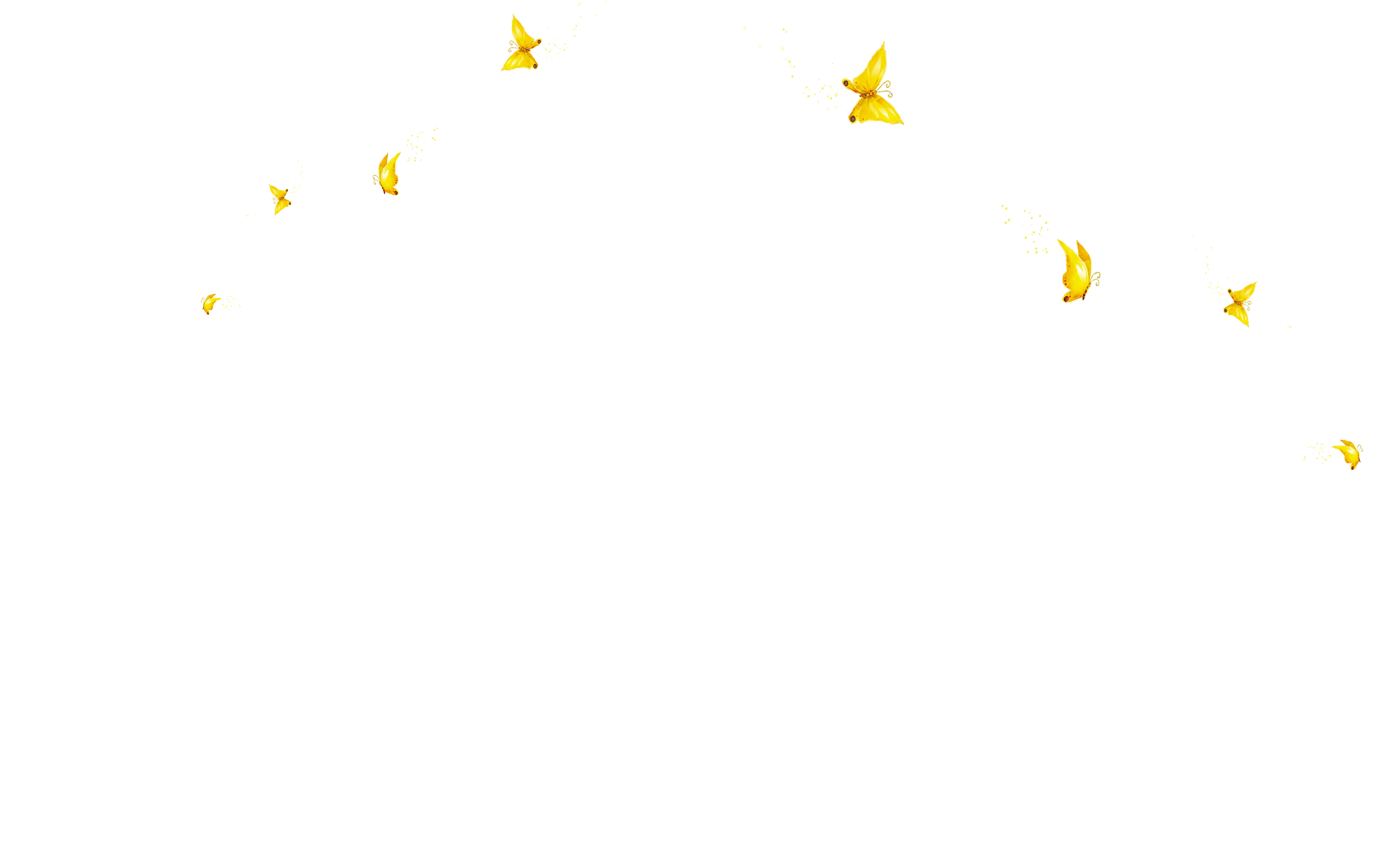 Yellow Butterflies on Transparent Background